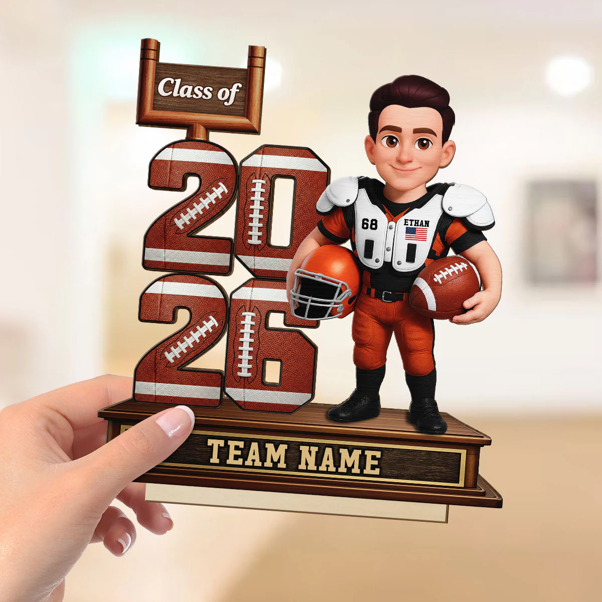 American Football Senior Class Of 2026 2027 - Personalized 2-Layered Wooden Plaque - Graduation Gift For Son, Daughter, Graduates - Image 7