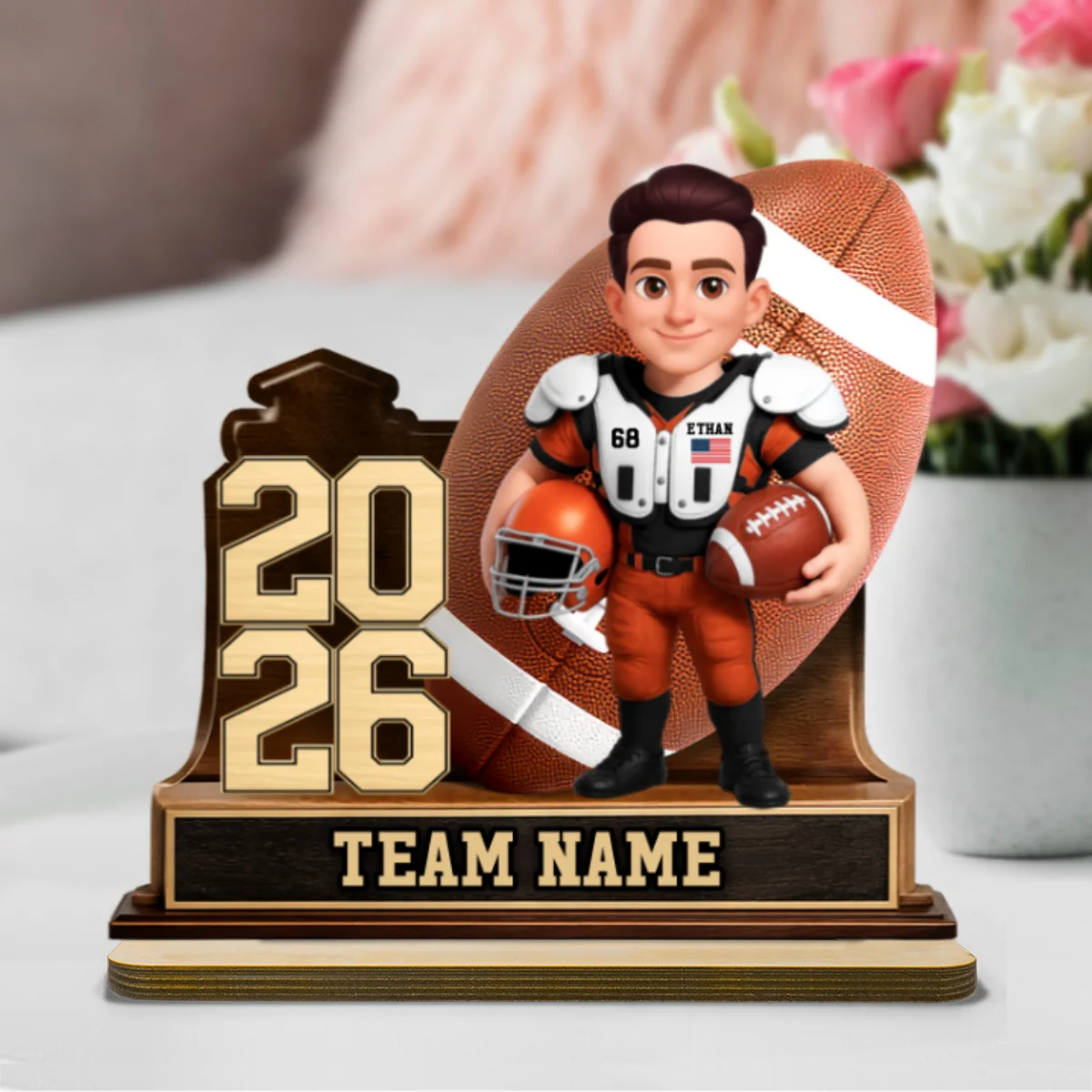 American Football Senior Keepsake 2D Flat - Personalized 2-Layered Wooden Plaque - Graduation Gift For Son, Daughter - Image 16