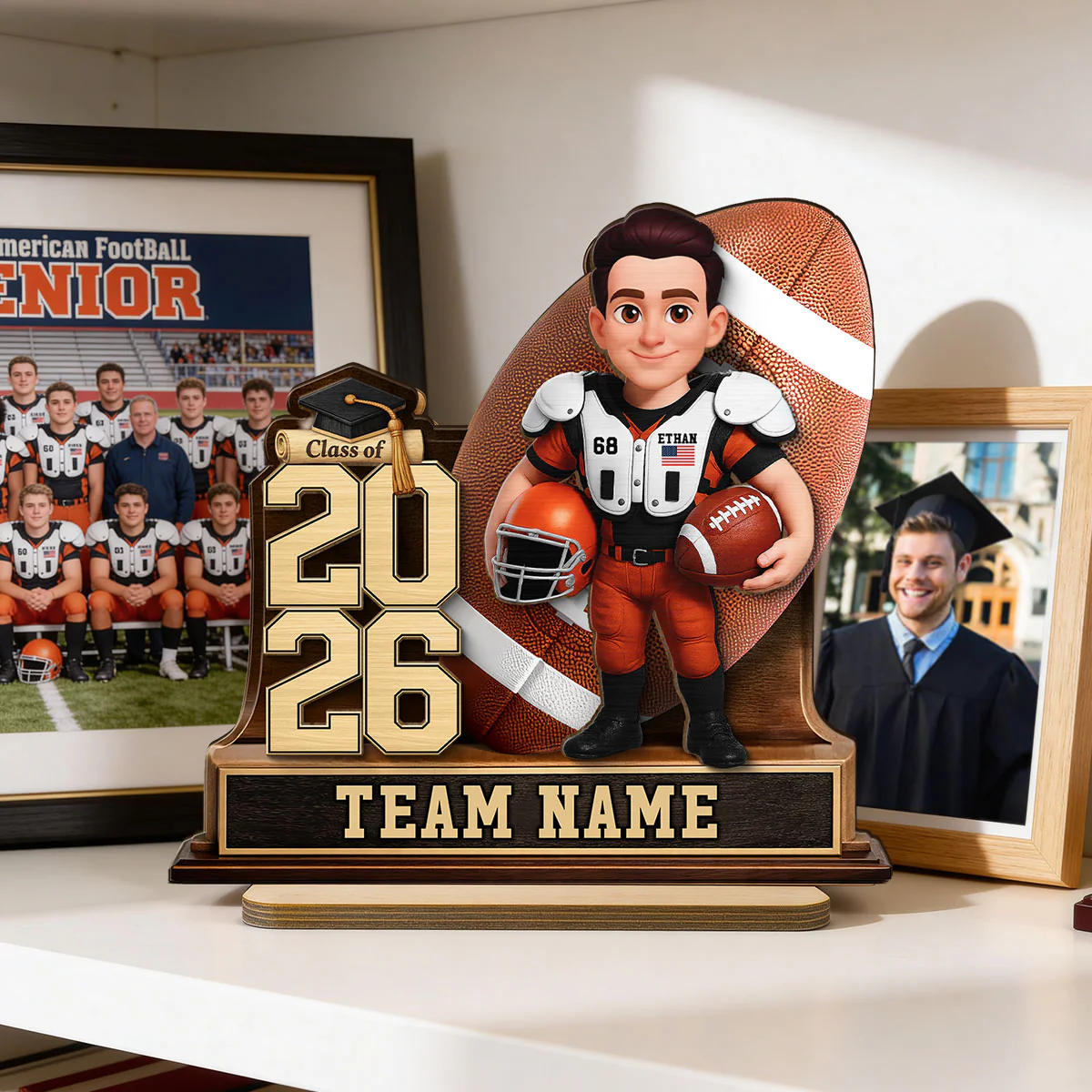 American Football Senior Keepsake 2D Flat - Personalized 2-Layered Wooden Plaque - Graduation Gift For Son, Daughter - Image 9