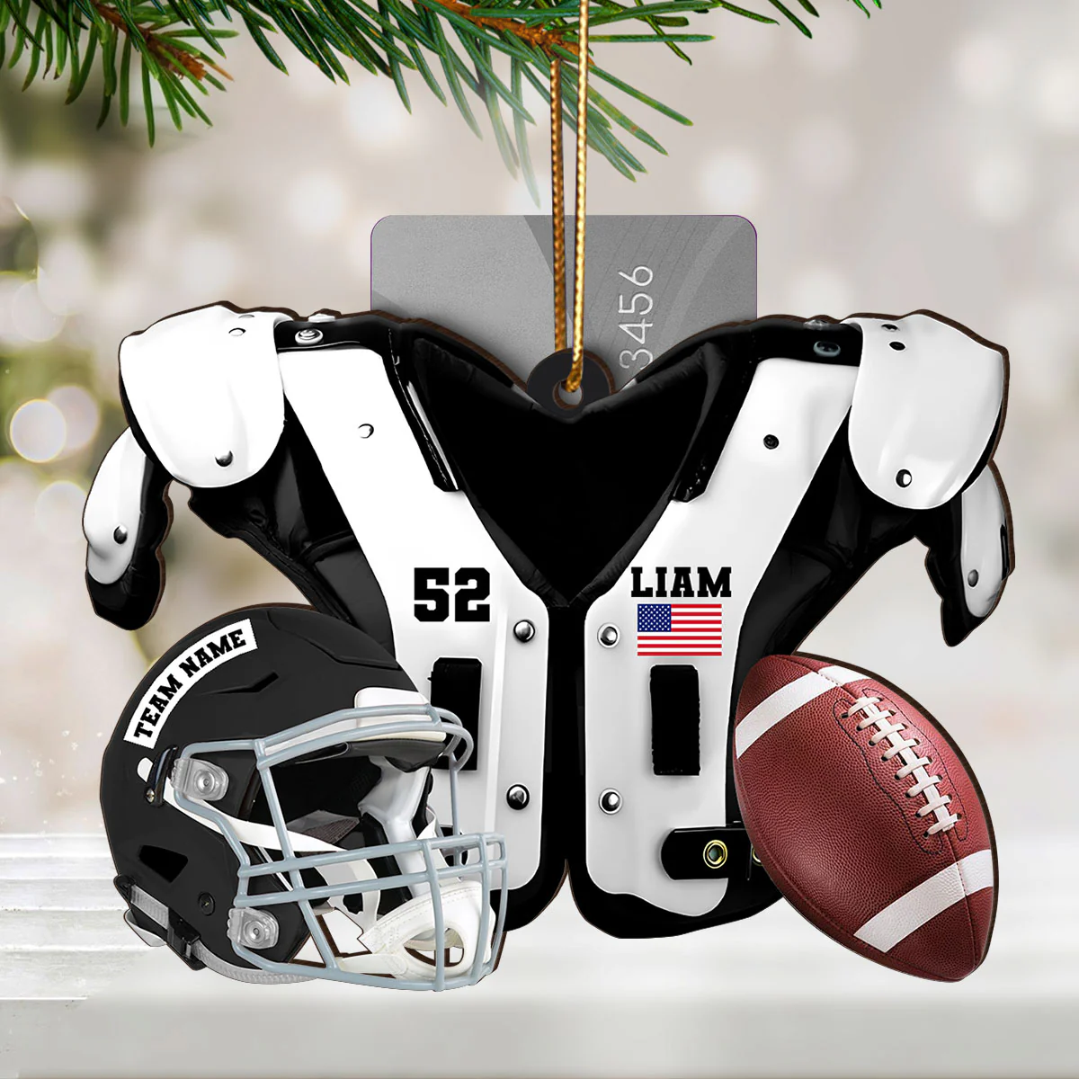 American Football Shoulder Pads Personalized Money Gift Card Holder Ornament, Christmas Unique Gift For Football Player, Football Lover - Image 2
