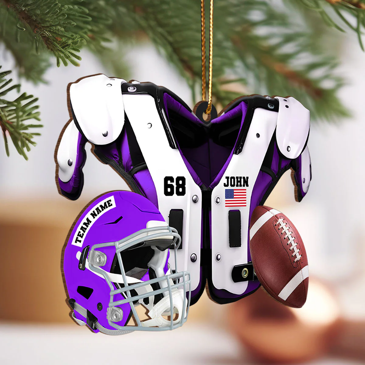 American Football Shoulder Pads Personalized Money Gift Card Holder Ornament, Christmas Unique Gift For Football Player, Football Lover - Image 5
