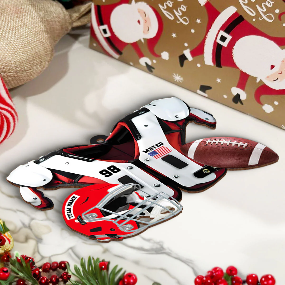 American Football Shoulder Pads Personalized Money Gift Card Holder Ornament, Christmas Unique Gift For Football Player, Football Lover - Image 6