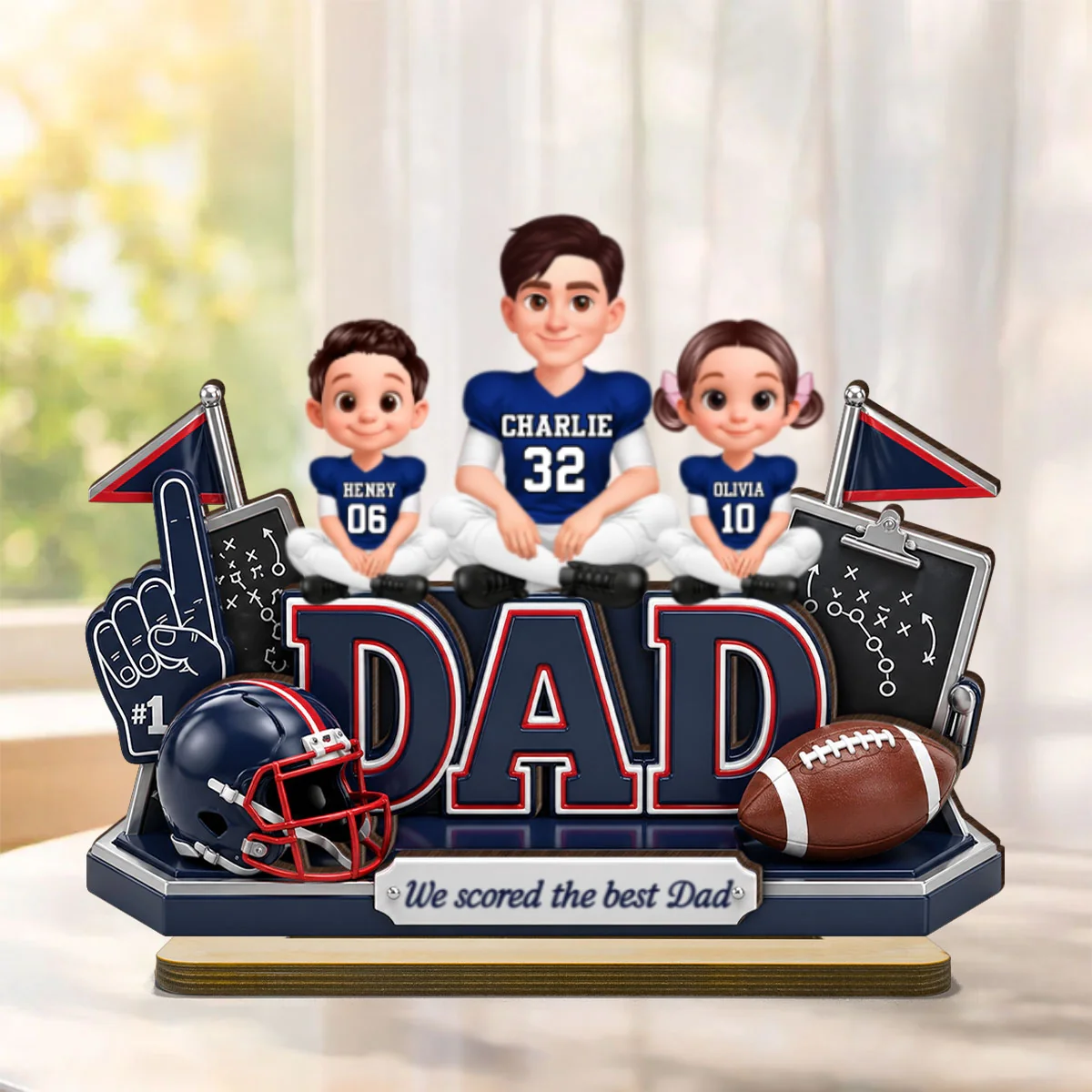 American Football We Scored The Best Dad - Personalized 2-Layered Wooden Plaque - Heartfelt Gift For Football Dad, Gift For Husband - Image 11
