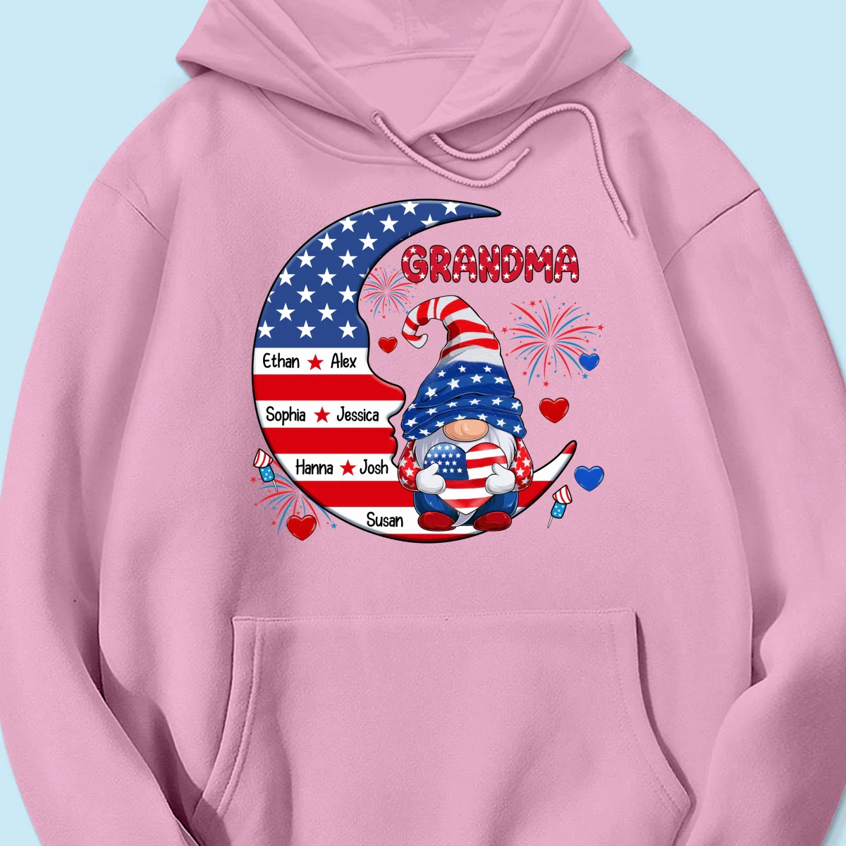 American Gnome Grandma Mom Sitting On Moon Personalized Shirt - Image 17