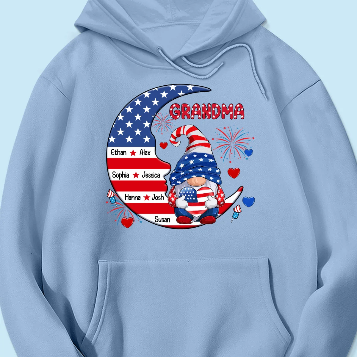 American Gnome Grandma Mom Sitting On Moon Personalized Shirt - Image 18