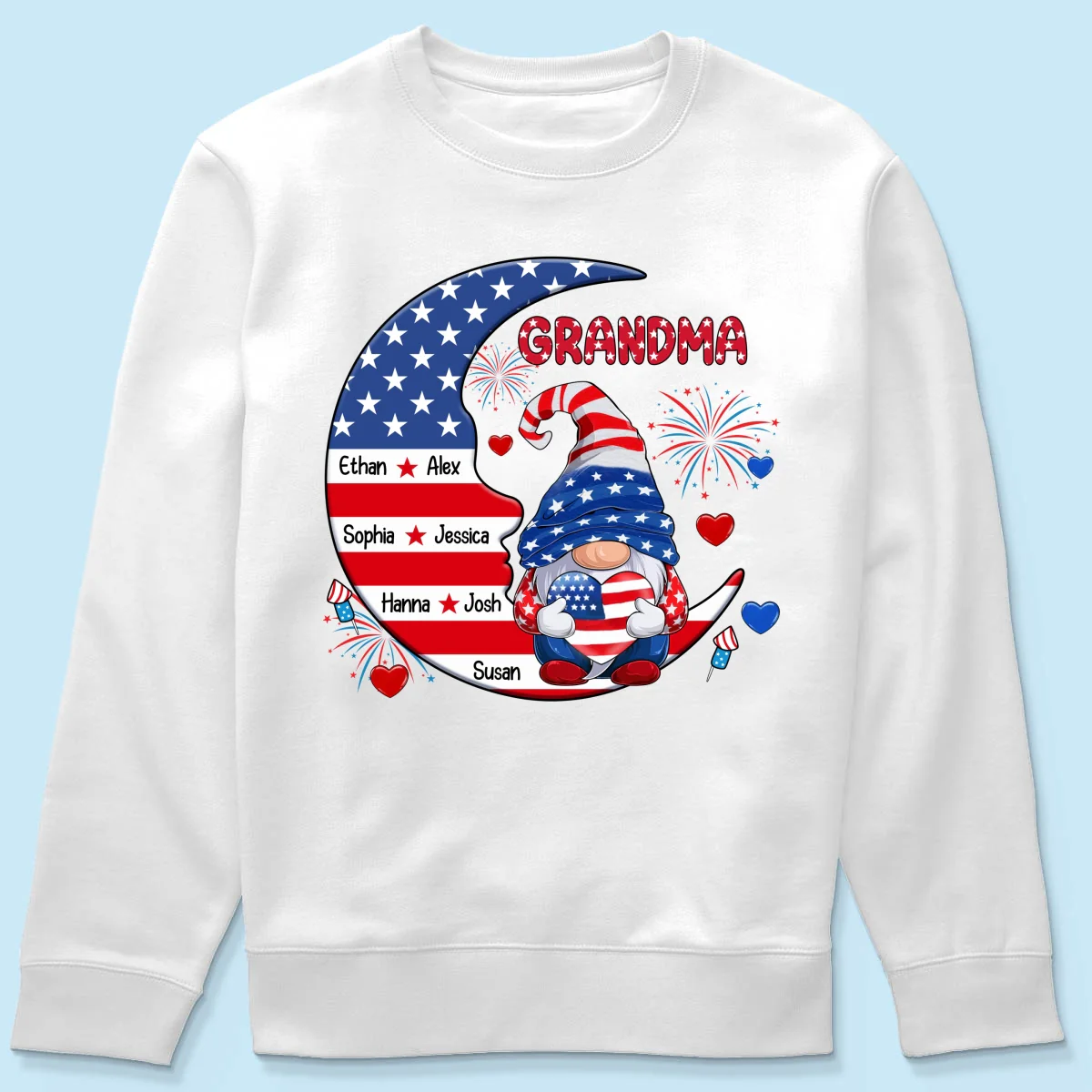 American Gnome Grandma Mom Sitting On Moon Personalized Shirt - Image 19