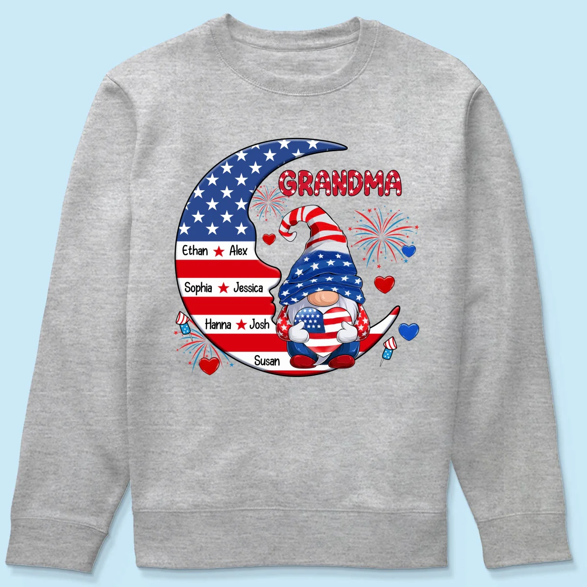 American Gnome Grandma Mom Sitting On Moon Personalized Shirt - Image 20