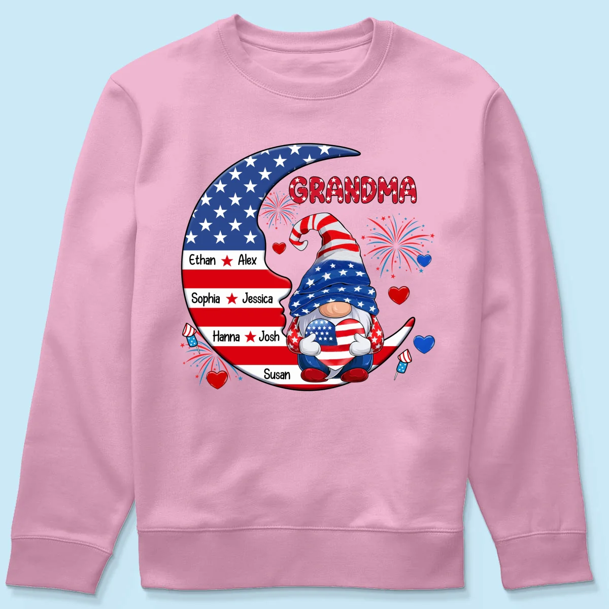 American Gnome Grandma Mom Sitting On Moon Personalized Shirt - Image 21
