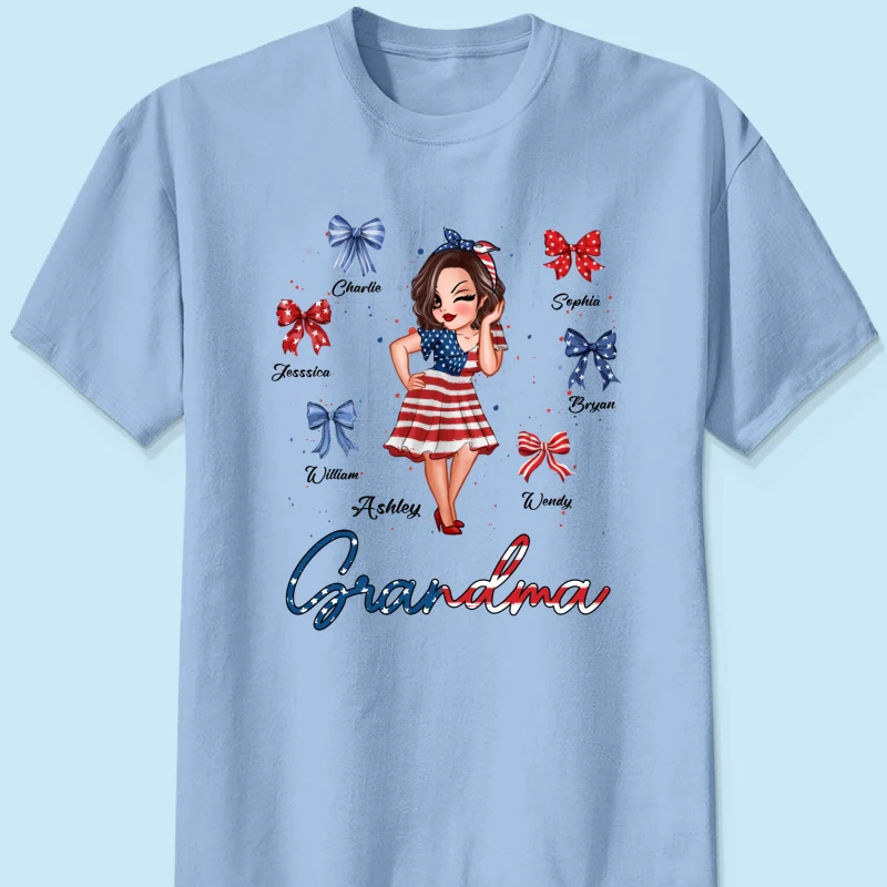 American Grandma Mom Bows Kids Personalized Shirt - Image 10