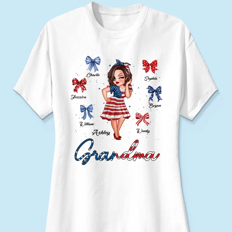 American Grandma Mom Bows Kids Personalized Shirt - Image 11