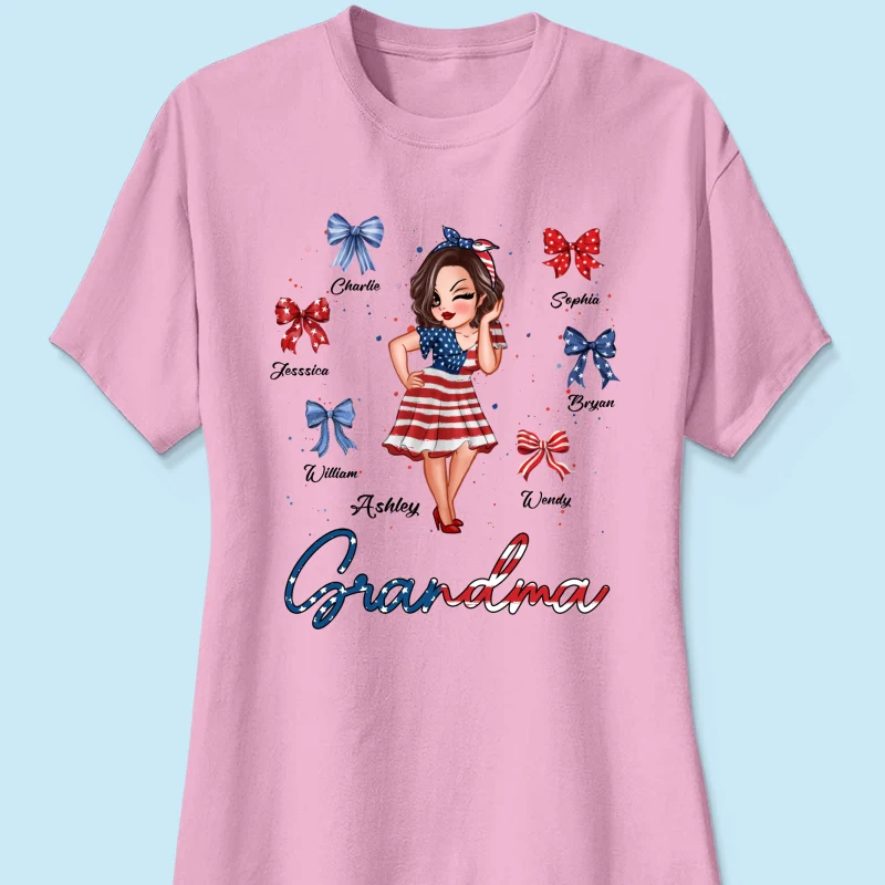 American Grandma Mom Bows Kids Personalized Shirt - Image 13