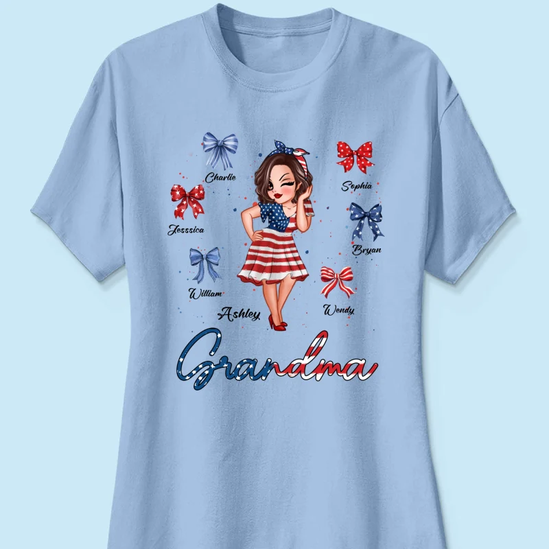 American Grandma Mom Bows Kids Personalized Shirt - Image 14