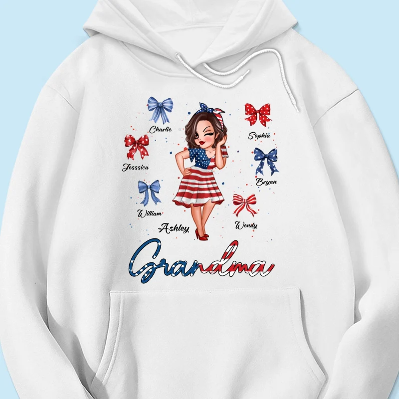 American Grandma Mom Bows Kids Personalized Shirt - Image 15