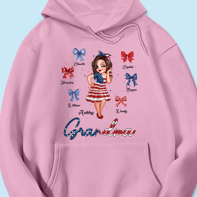 American Grandma Mom Bows Kids Personalized Shirt - Image 17