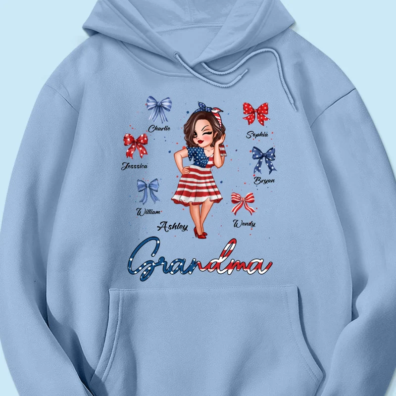 American Grandma Mom Bows Kids Personalized Shirt - Image 18