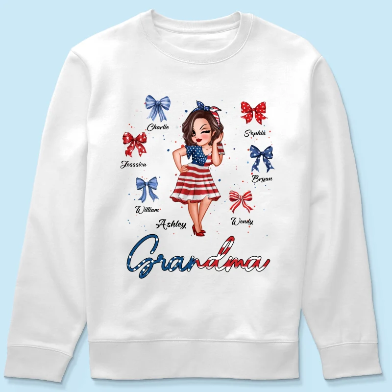 American Grandma Mom Bows Kids Personalized Shirt - Image 19