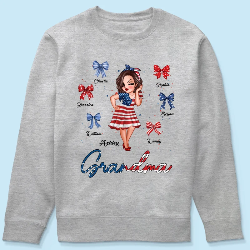 American Grandma Mom Bows Kids Personalized Shirt - Image 20