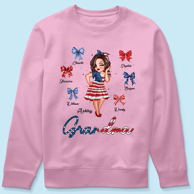 American Grandma Mom Bows Kids Personalized Shirt - Image 21