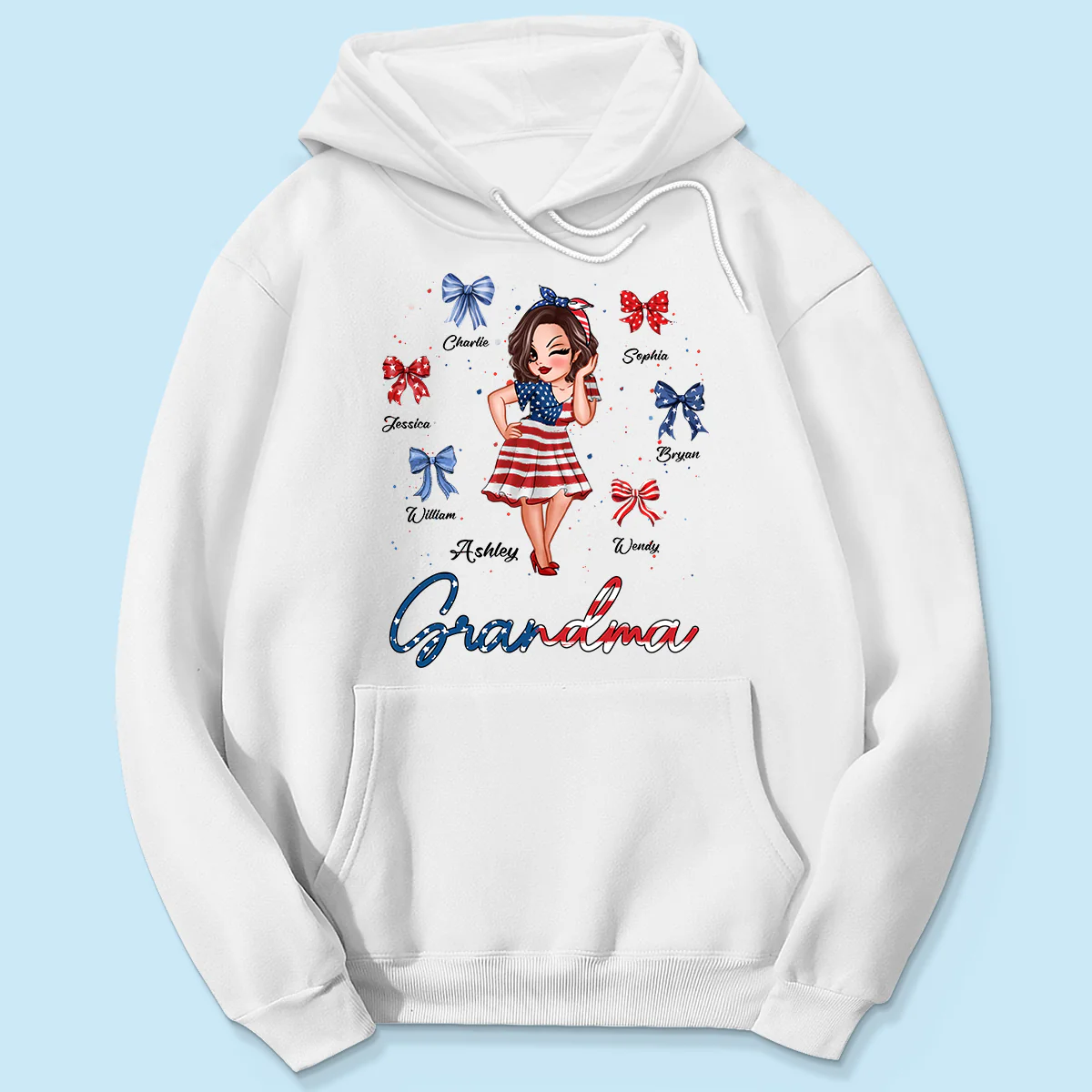 American Grandma Mom Bows Kids Personalized Shirt - Image 5