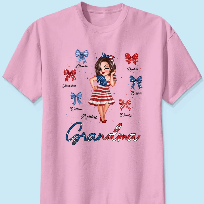 American Grandma Mom Bows Kids Personalized Shirt - Image 9