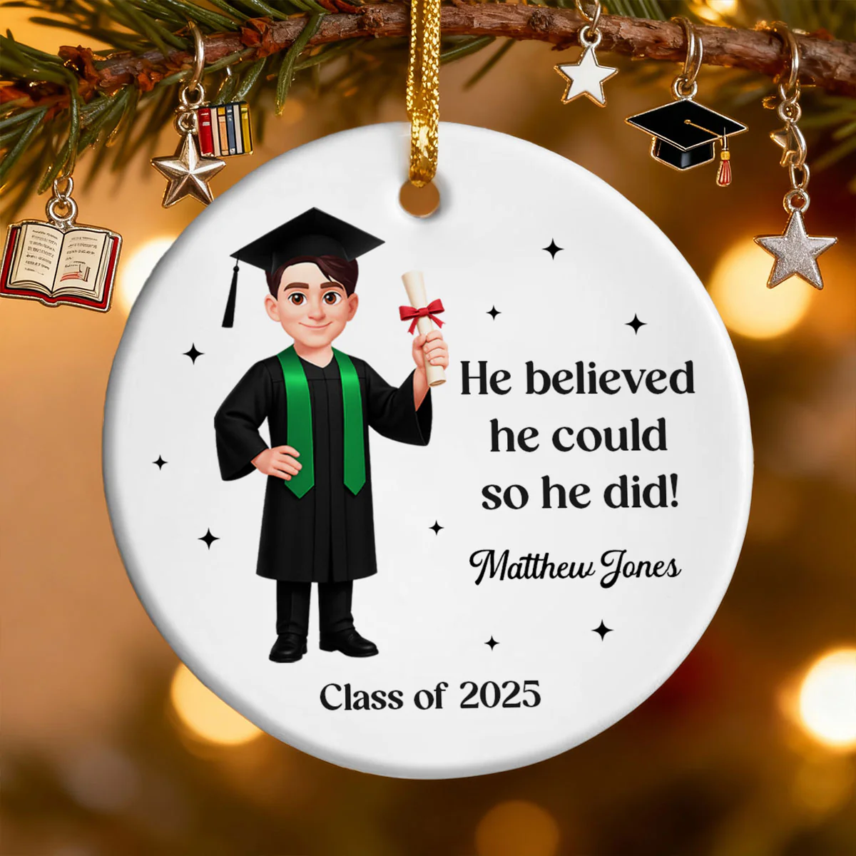 And So The Adventure Begins Class Of 2025 2026 Senior - Personalized Ceramic Ornament - Gift For Graduates, Daughter, Son - Image 2