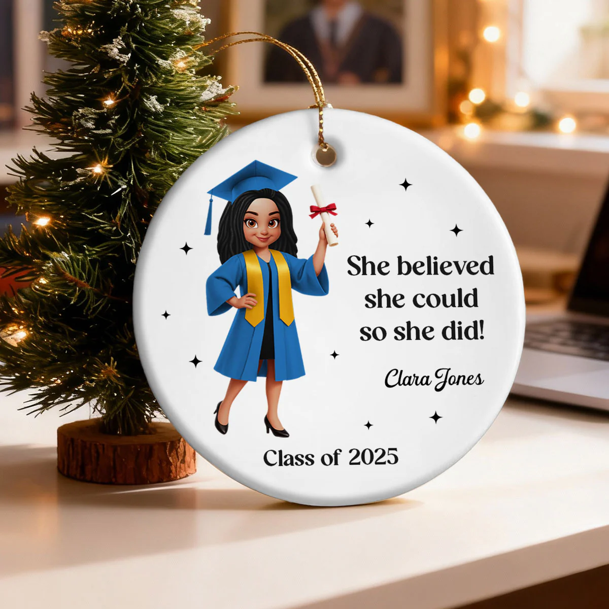And So The Adventure Begins Class Of 2025 2026 Senior - Personalized Ceramic Ornament - Gift For Graduates, Daughter, Son - Image 3