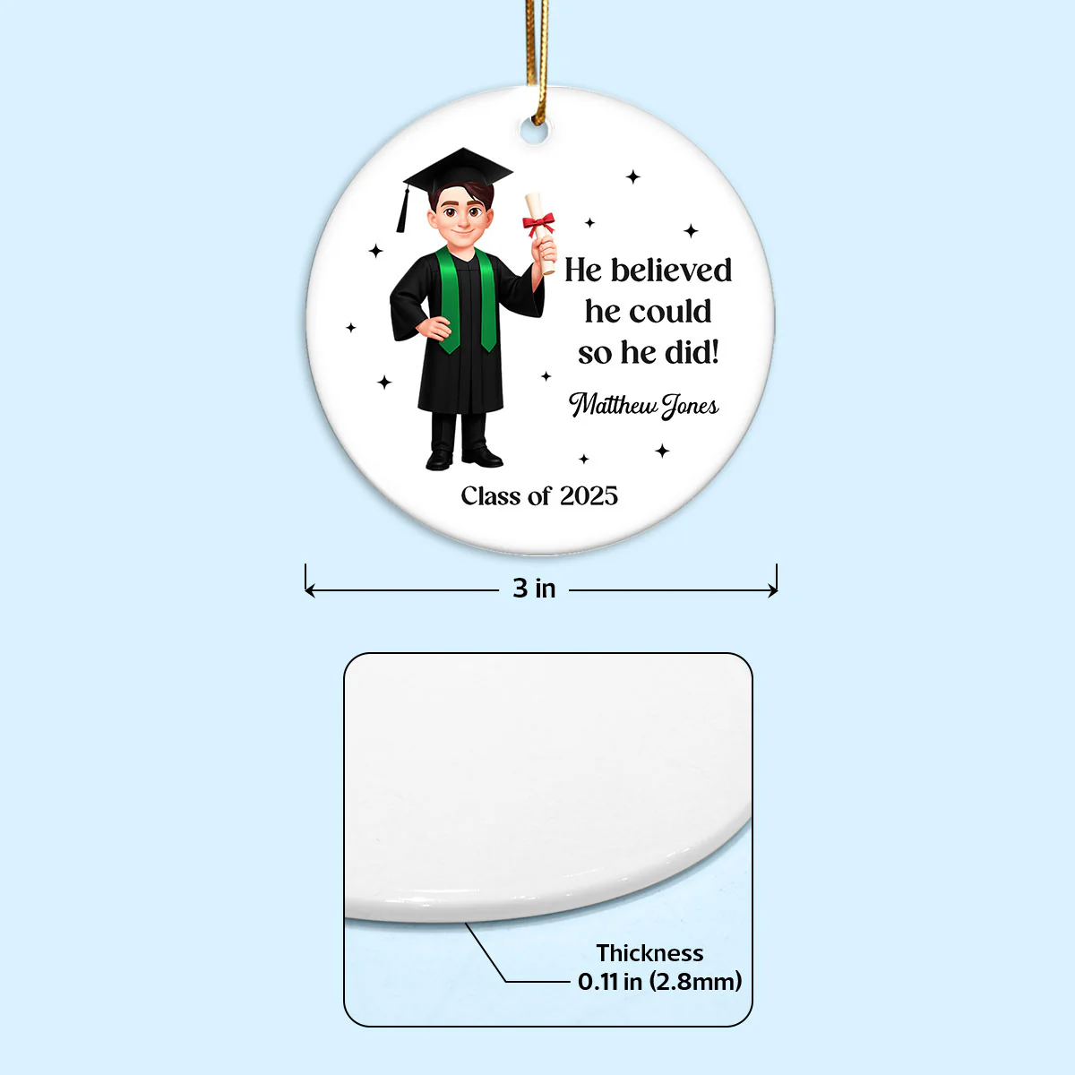 And So The Adventure Begins Class Of 2025 2026 Senior - Personalized Ceramic Ornament - Gift For Graduates, Daughter, Son - Image 7