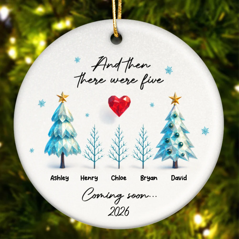 And Then There Were Three Expecting Baby Crystal Pattern - Personalized Ceramic Orrnament - Special Christmas Gift For Expecting Parents - Image 8