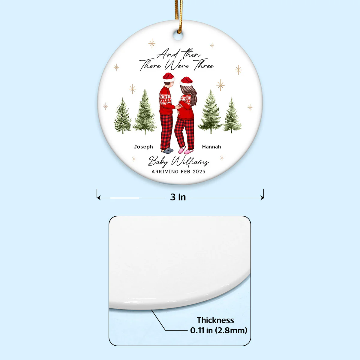 And Then There Were Three - Pregnancy Announcement Ornament - Baby Coming Soon Ornament - Ornament for Baby - Expecting Mom Gift - Image 10