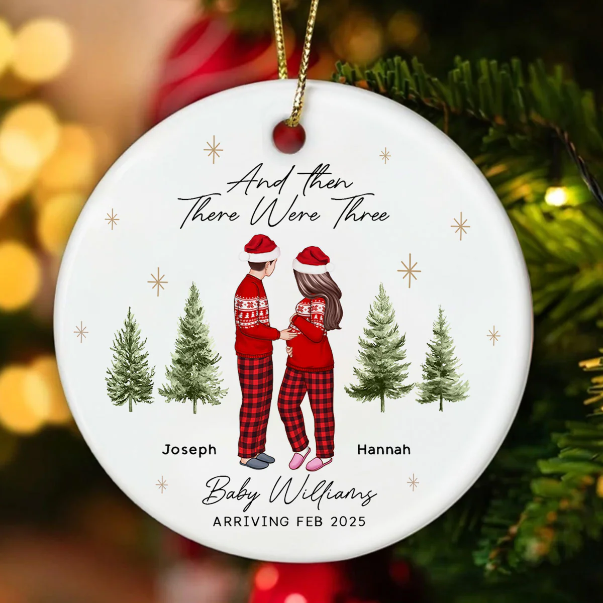 And Then There Were Three - Pregnancy Announcement Ornament - Baby Coming Soon Ornament - Ornament for Baby - Expecting Mom Gift - Image 5