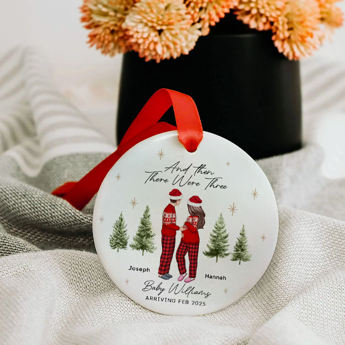 And Then There Were Three - Pregnancy Announcement Ornament - Baby Coming Soon Ornament - Ornament for Baby - Expecting Mom Gift - Image 6