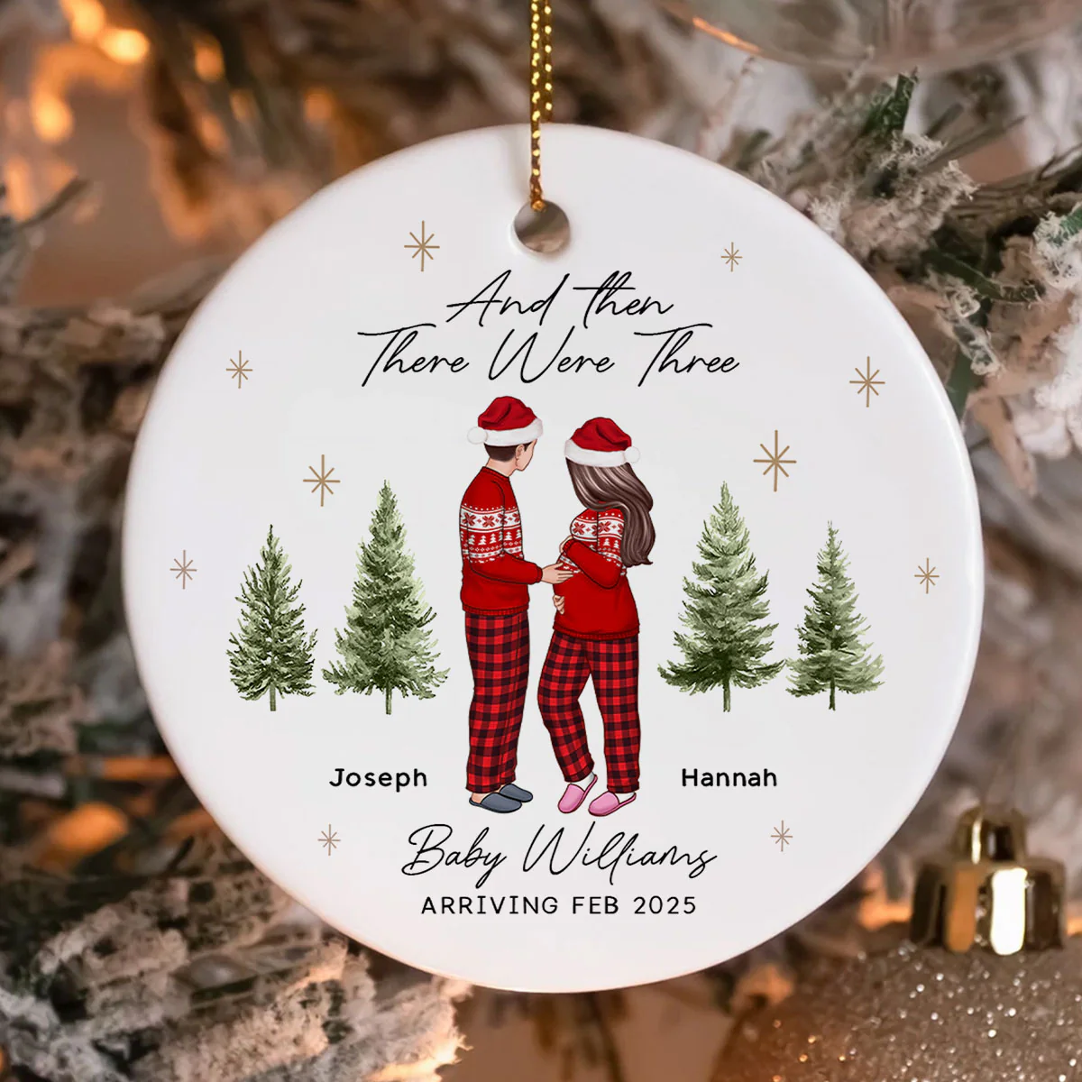 And Then There Were Three - Pregnancy Announcement Ornament - Baby Coming Soon Ornament - Ornament for Baby - Expecting Mom Gift - Image 7