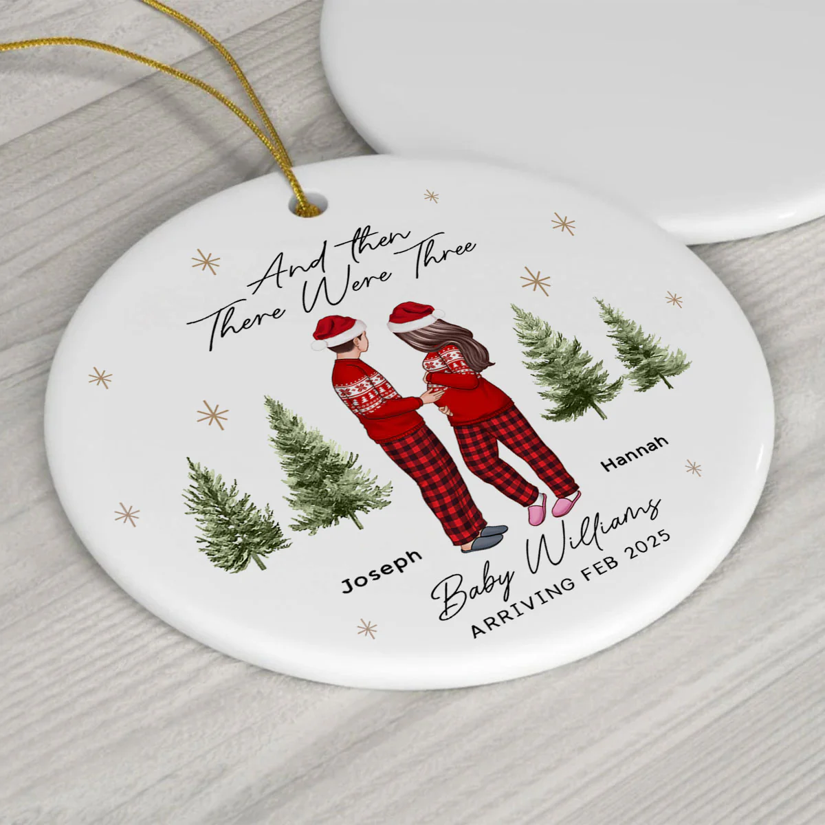 And Then There Were Three - Pregnancy Announcement Ornament - Baby Coming Soon Ornament - Ornament for Baby - Expecting Mom Gift - Image 8