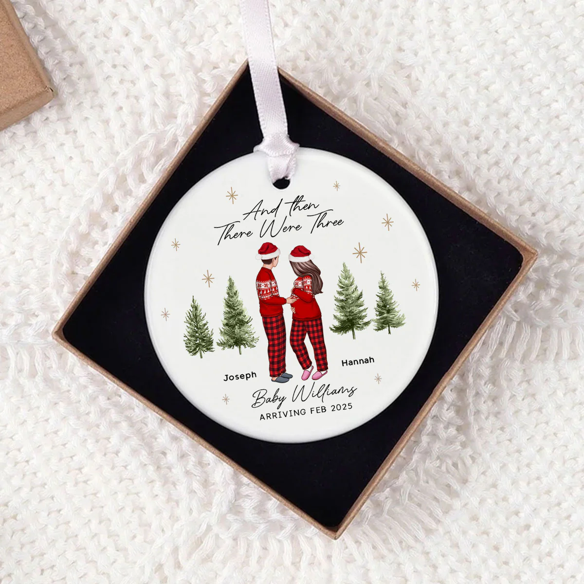 And Then There Were Three - Pregnancy Announcement Ornament - Baby Coming Soon Ornament - Ornament for Baby - Expecting Mom Gift - Image 9