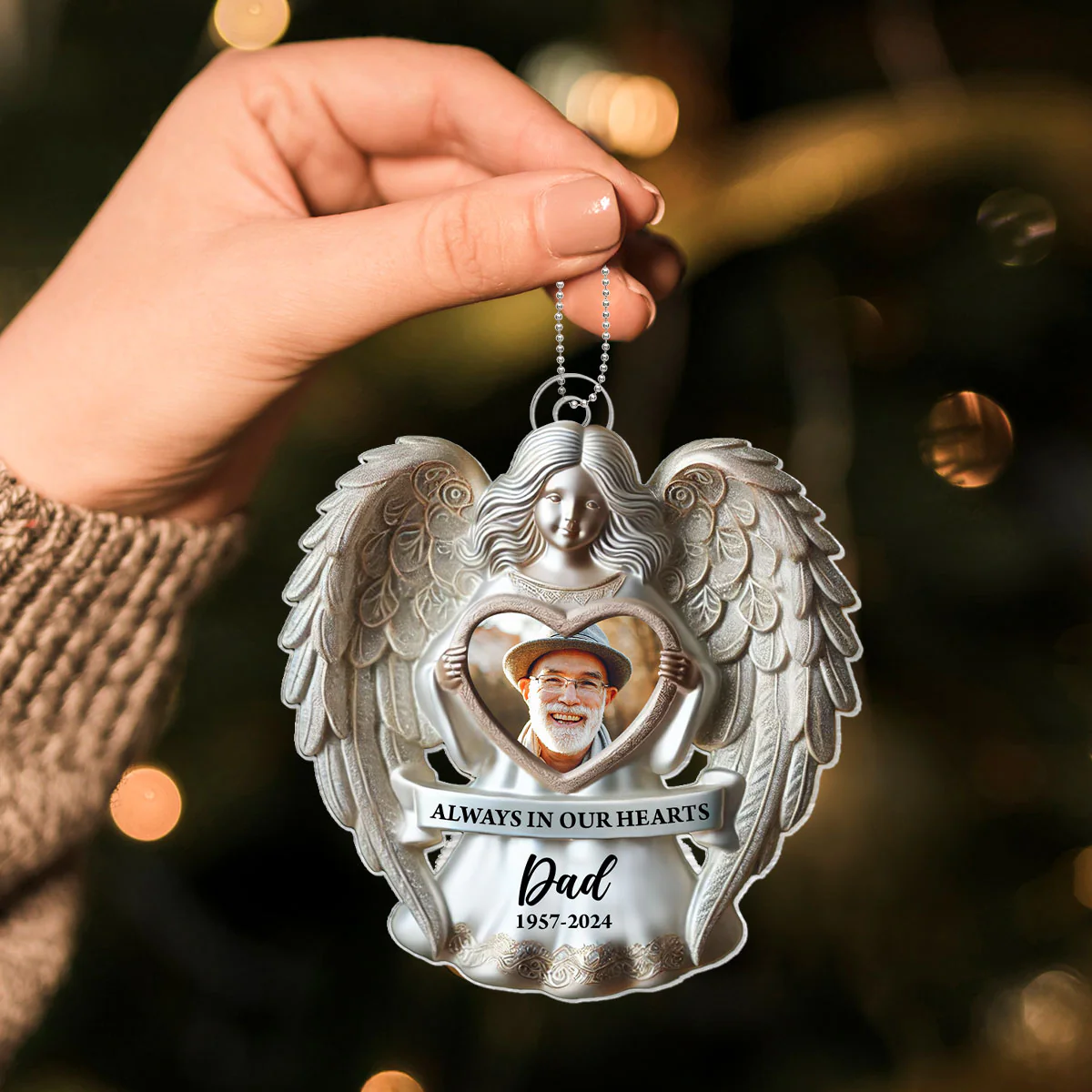 Angel Among Us Upload Photo Memorial Acrylic Ornament, 2024 Personalized 3D Effect Memorial Ornament, Heartfelt Memorial Keepsake For Your Loved One - Image 4