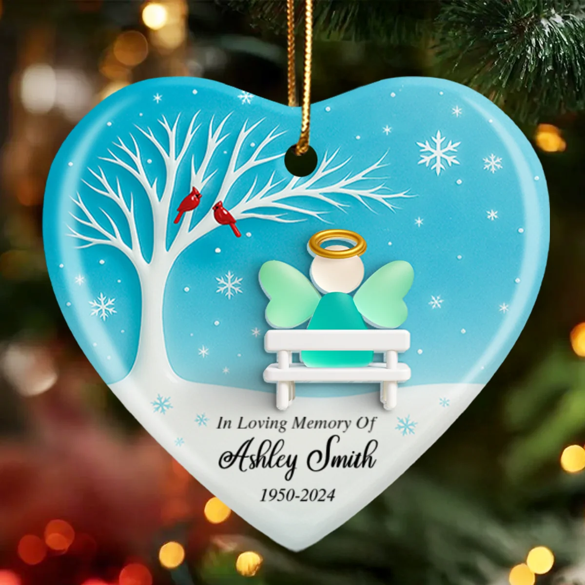 Angel Memorial Sea Glass Effect - Personalized Ceramic With Acrylic Ornament - Christmas Sympathy Gift - Image 8
