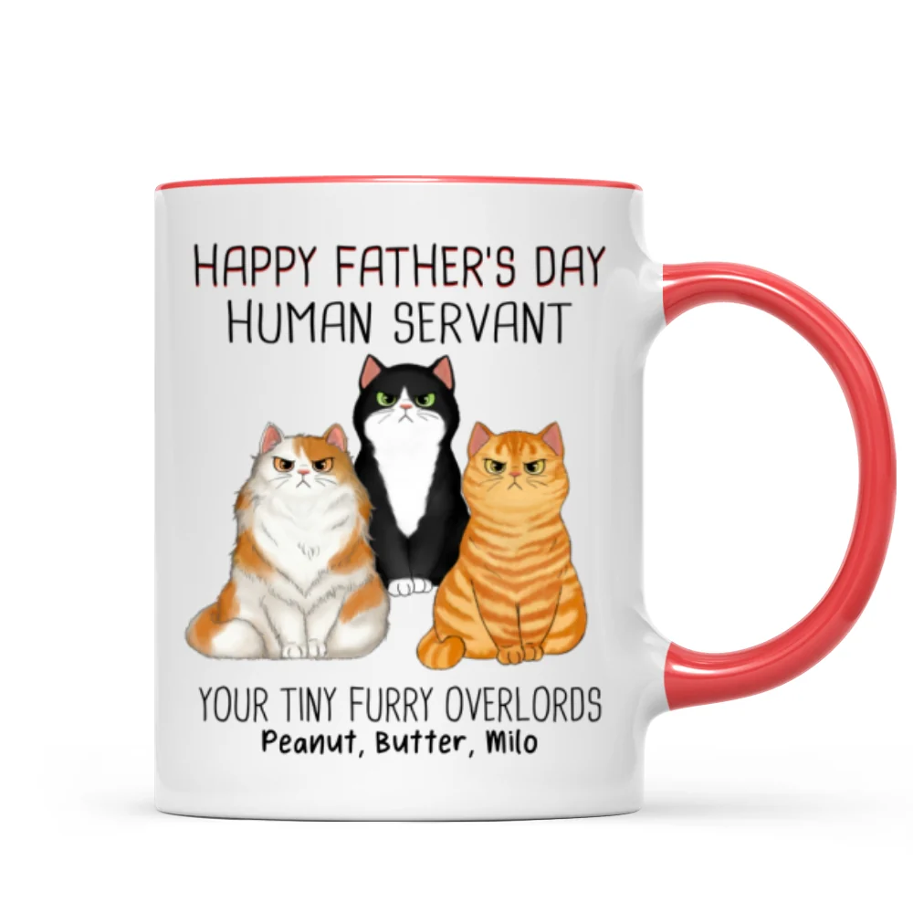 Angry Cats Happy Father‘s Day Cat Human Servant Personalized Mug - Image 7