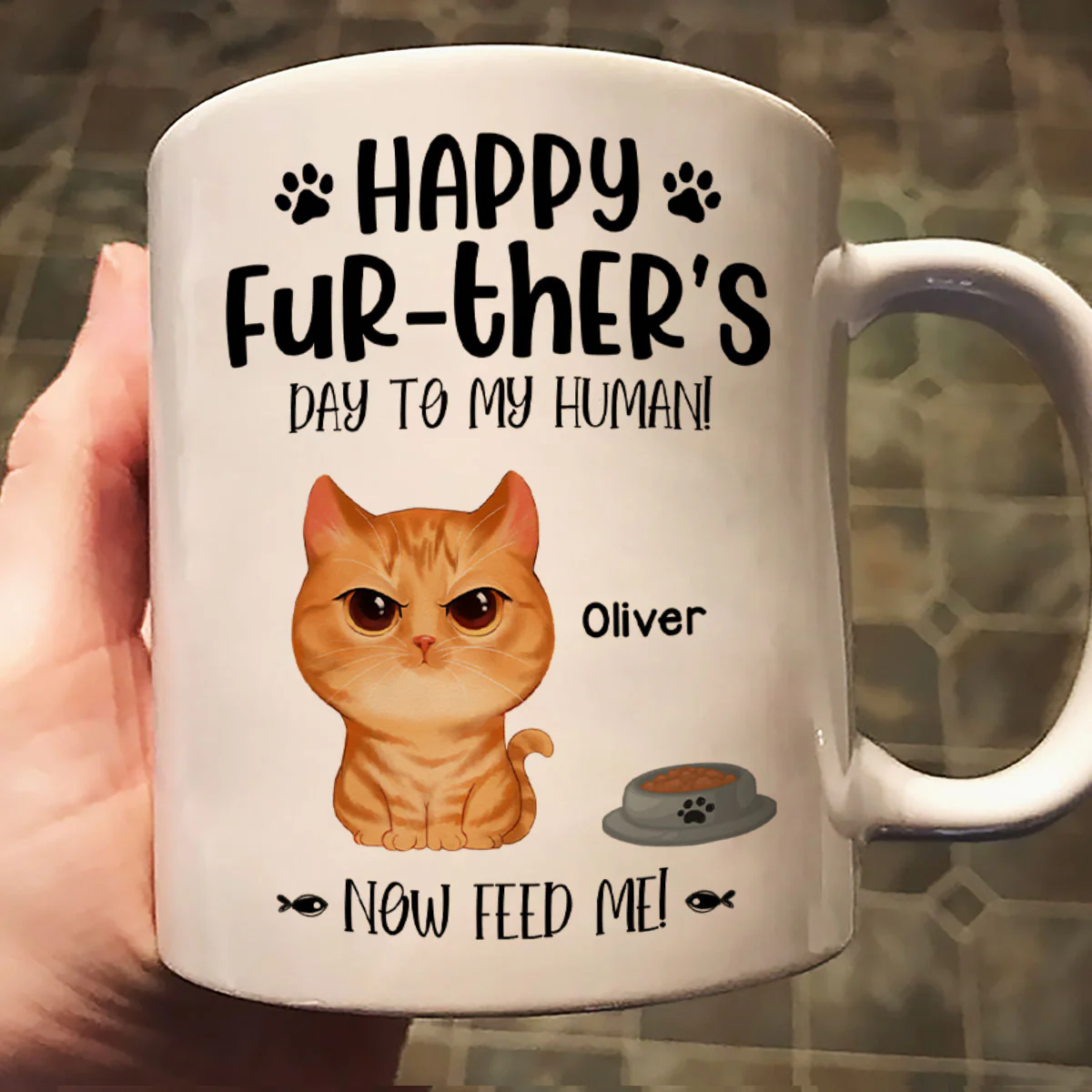 Angry Watercolor Cute Cats Happy Fur-ther‘s Day Father’s Day Gift For Cat Dads Personalized Mug - Image 2