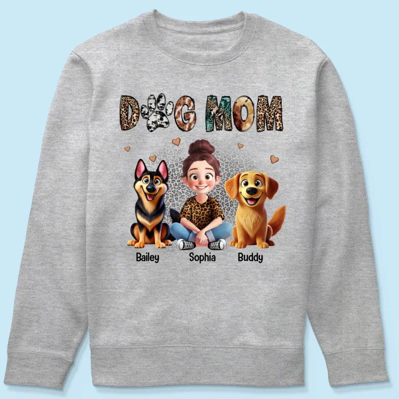 Animal Patterns Dog Mom Animation Cartoon Personalized Shirt, Gift For Dog Lovers - Image 19