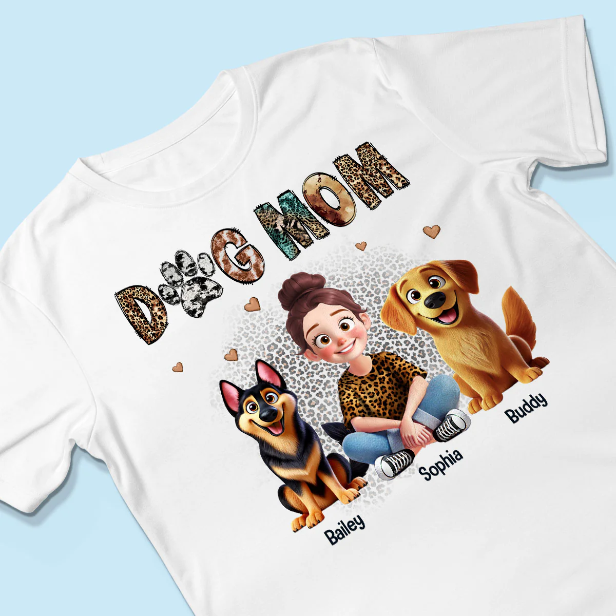 Animal Patterns Dog Mom Animation Cartoon Personalized Shirt, Gift For Dog Lovers - Image 3