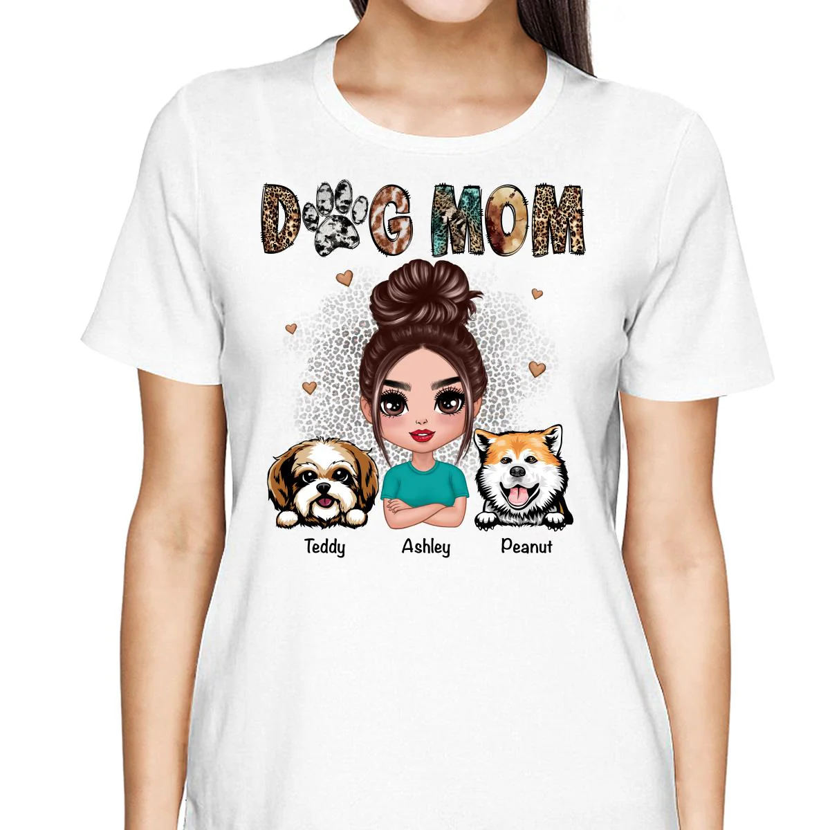 Animal Patterns Dog Mom Peeking Dogs Personalized Shirt - Image 2