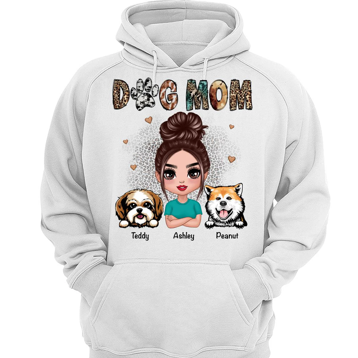 Animal Patterns Dog Mom Peeking Dogs Personalized Shirt - Image 3