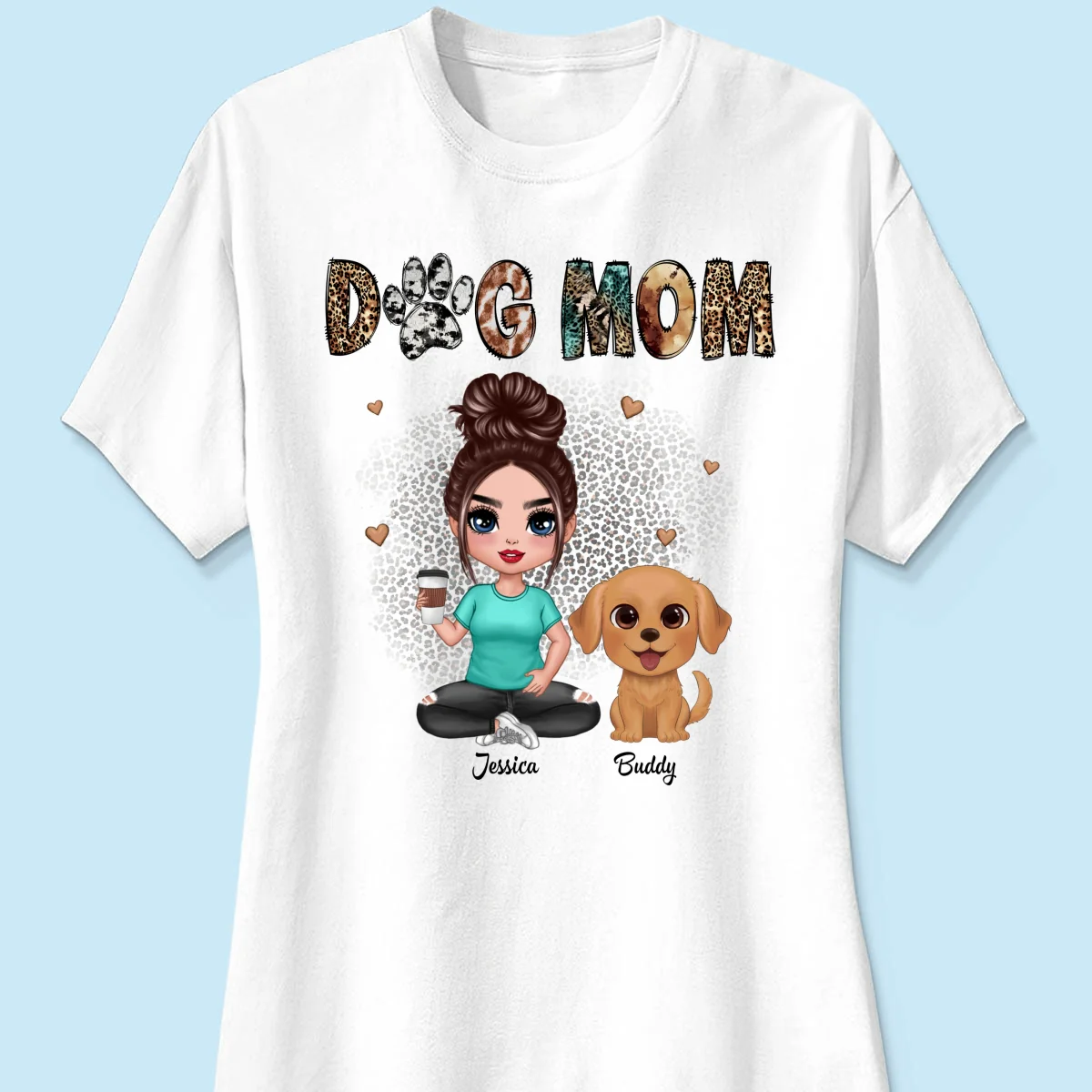 Animal Patterns Dog Mom Watercolor Cute Dogs Personalized Shirt - Image 11