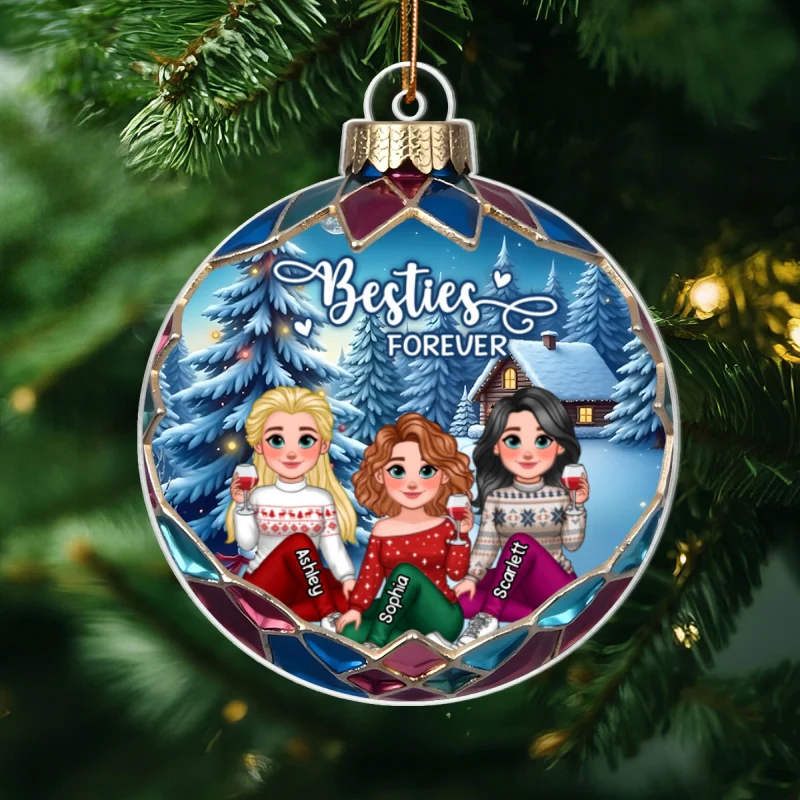 Animated Besties Beautiful Christmas Personalized Acrylic Ornament, Gift For Family - Image 8
