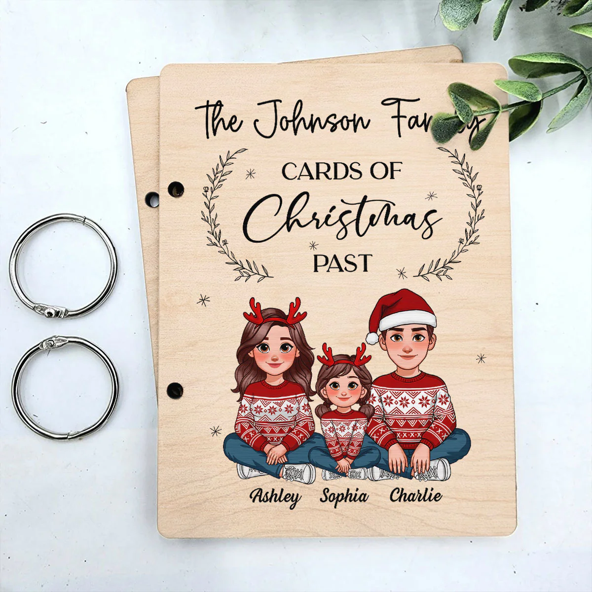 Animated Family Card Storage Keepsake Personalized Christmas Card Keeper - Image 3