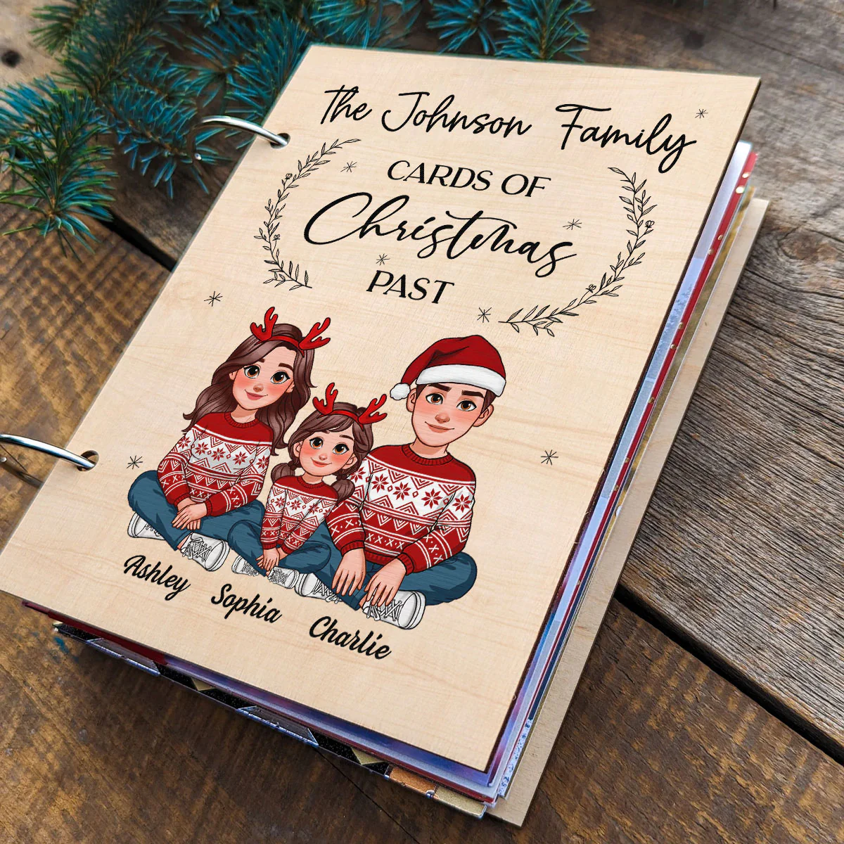 Animated Family Card Storage Keepsake Personalized Christmas Card Keeper - Image 4