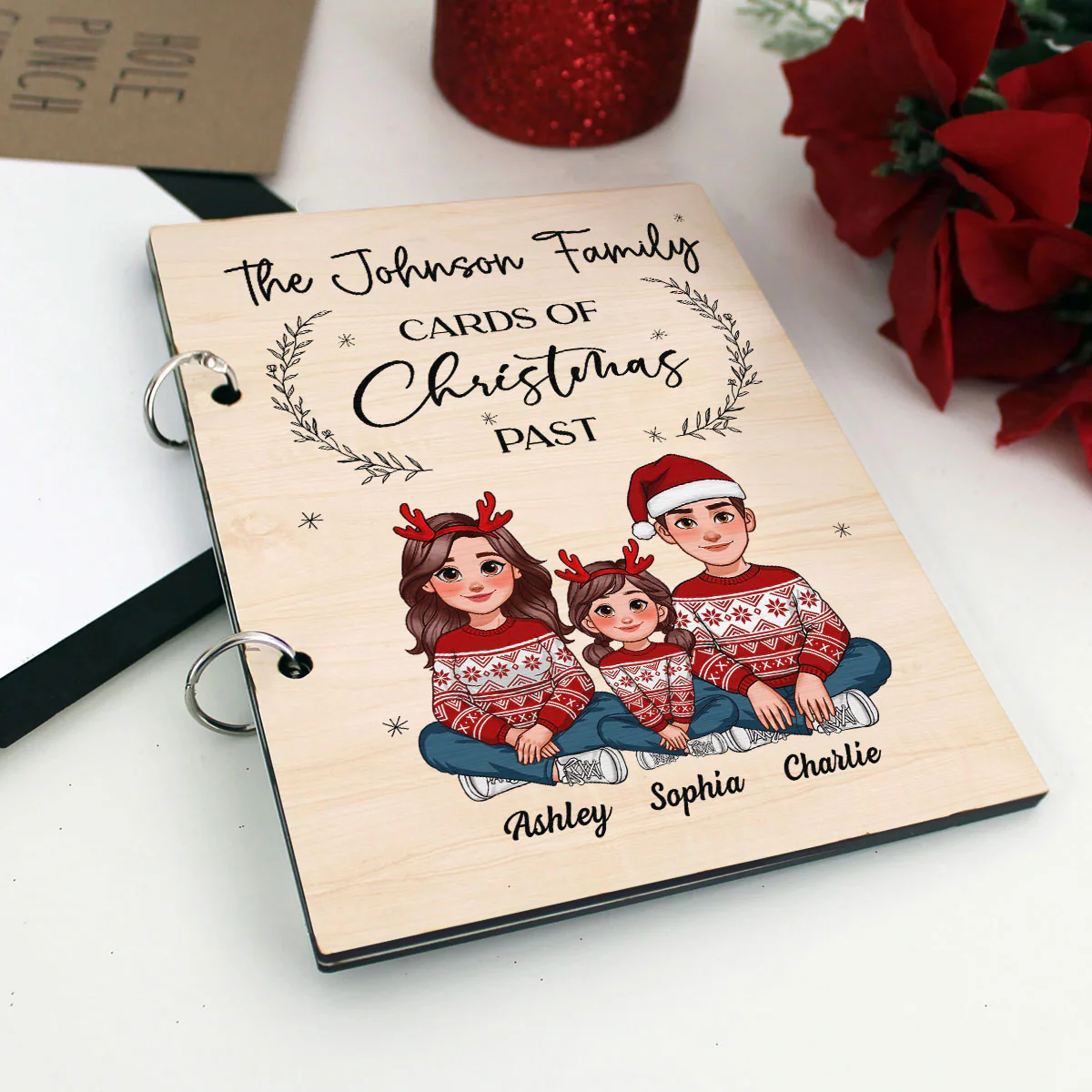 Animated Family Card Storage Keepsake Personalized Christmas Card Keeper - Image 7