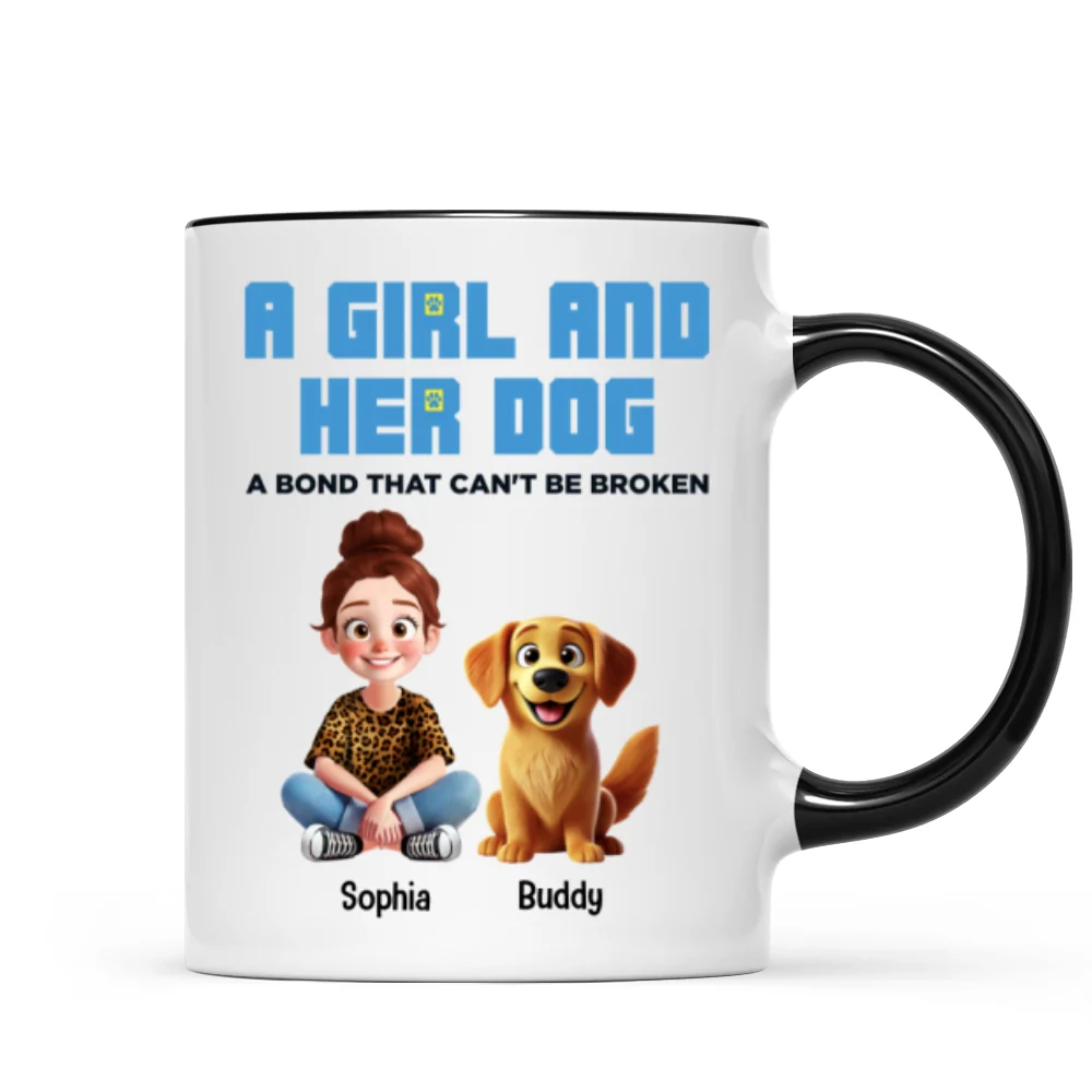 Animation Cartoon A Girl Boy And Dogs A Bond That Can't Be Broken Personalized Mug, Gift For Dog Lovers - Image 10