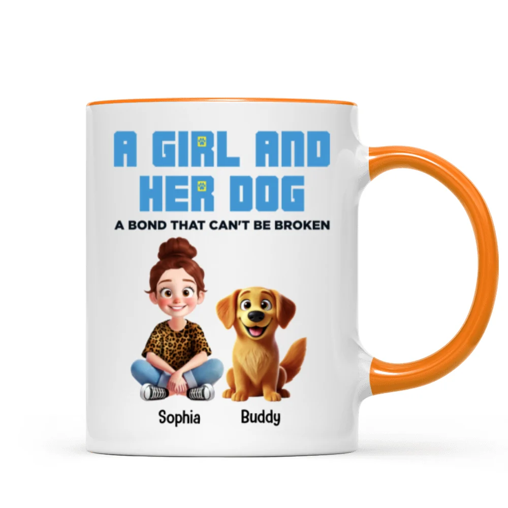 Animation Cartoon A Girl Boy And Dogs A Bond That Can't Be Broken Personalized Mug, Gift For Dog Lovers - Image 16