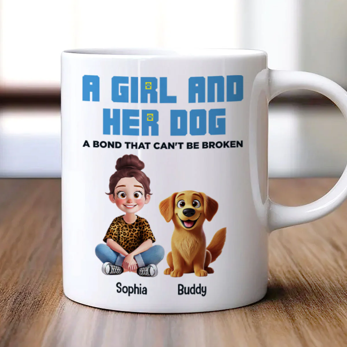 Animation Cartoon A Girl Boy And Dogs A Bond That Can't Be Broken Personalized Mug, Gift For Dog Lovers - Image 5